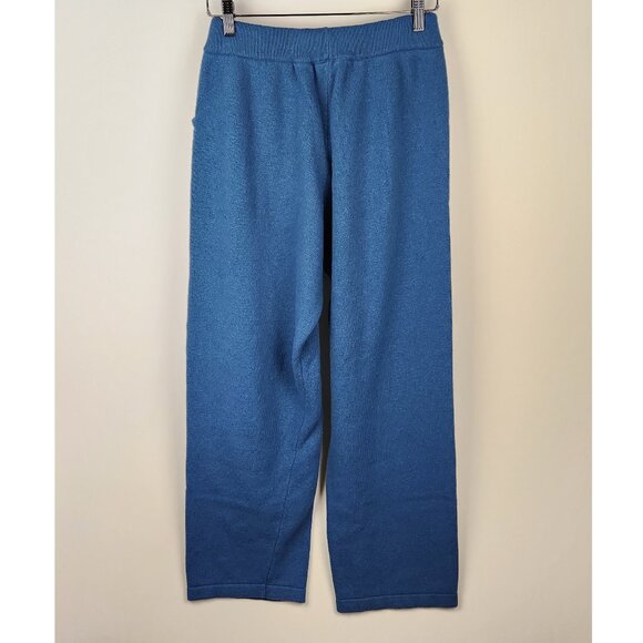 8 by YOOX Italy Wool Cashmere Blend Thick Knit Wide Leg Sweatpants Blue sz XS - Picture 2 of 8